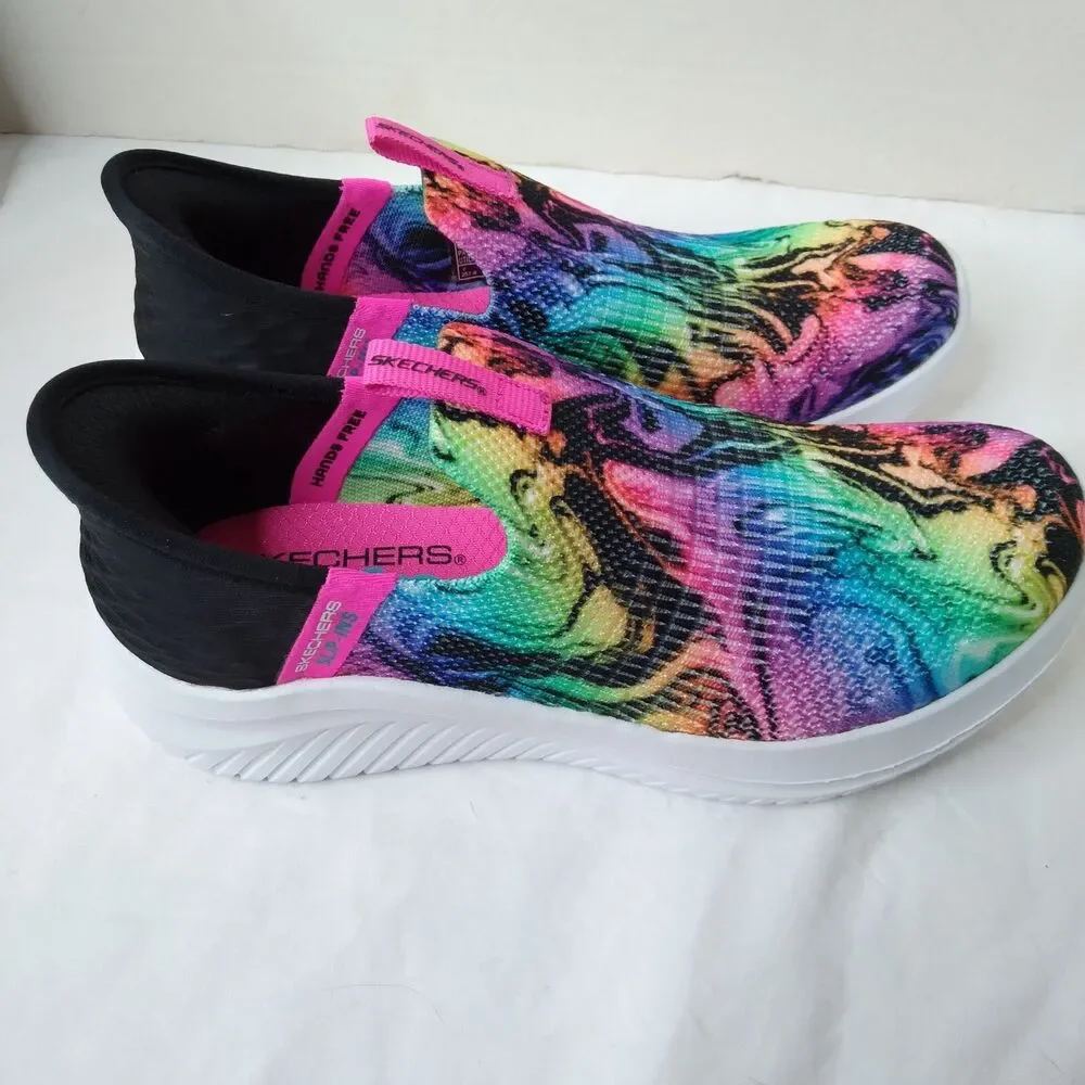 Skechers Kids Rainbow Slip-Ins Sneakers - Pink & Black Accents